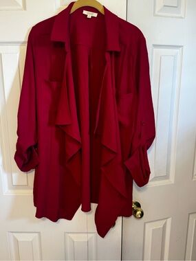 ODDI Women's Open-Front Draped Cardigan - Red
